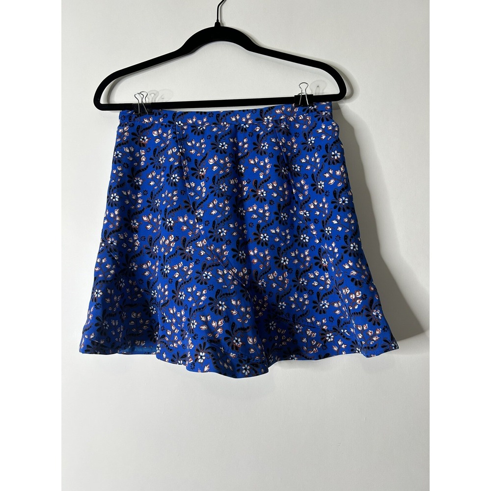 J. Crew Women Size 4 Blue Red Floral Flutter Mini Skirt Style E1156